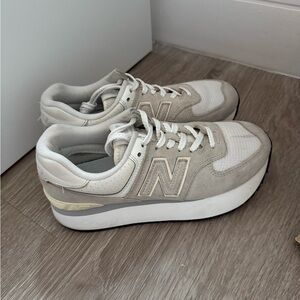 New Balance Cream and White Sneakers